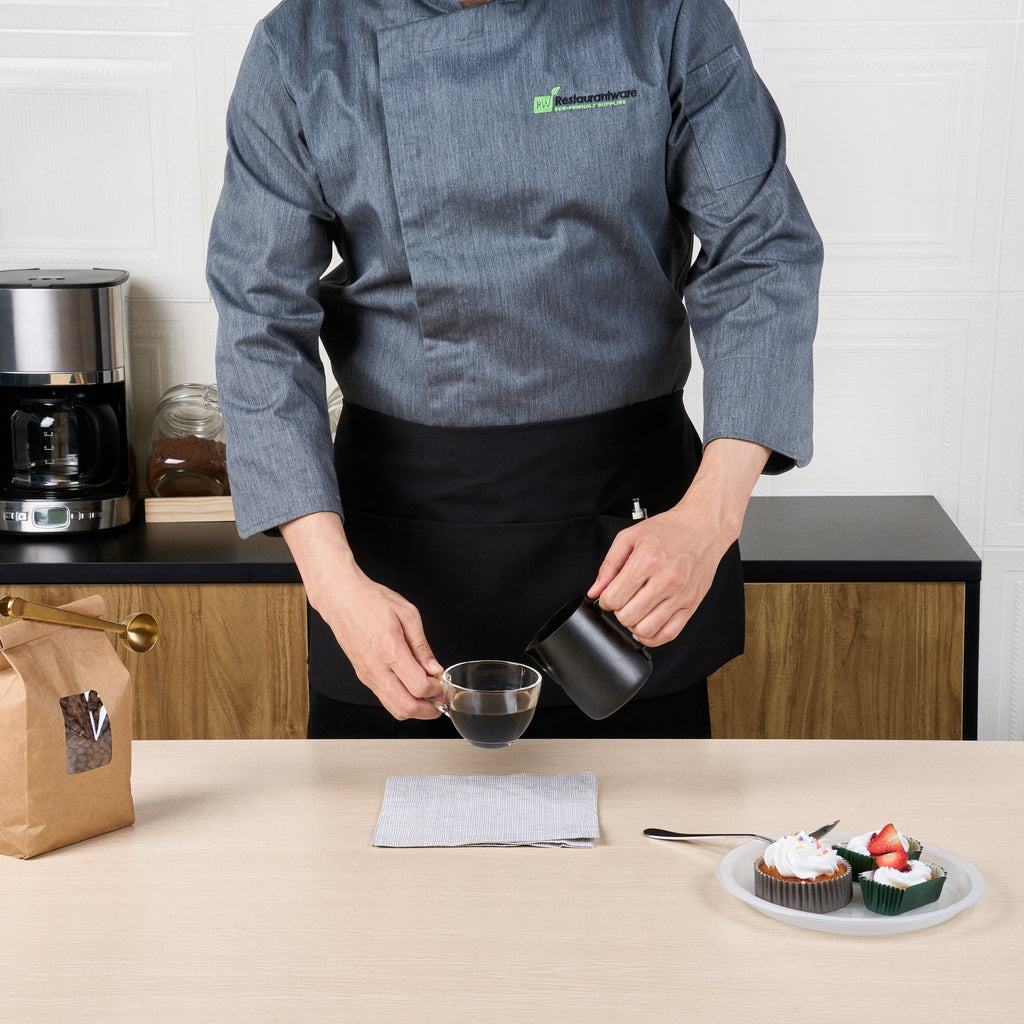 Chef 101 Black Standard Waist Apron - with 3 Pockets - 24" x 12" - 1 count box