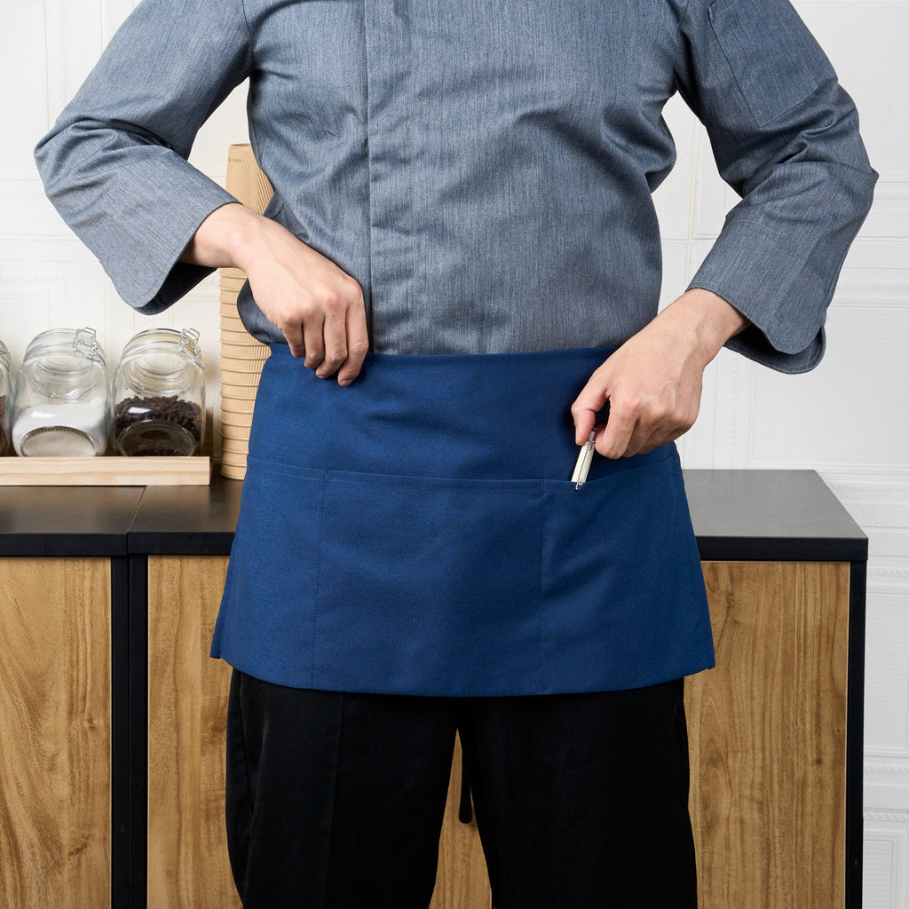 Chef 101 Blue Standard Waist Apron - with 3 Pockets - 24" x 12" - 100 count box