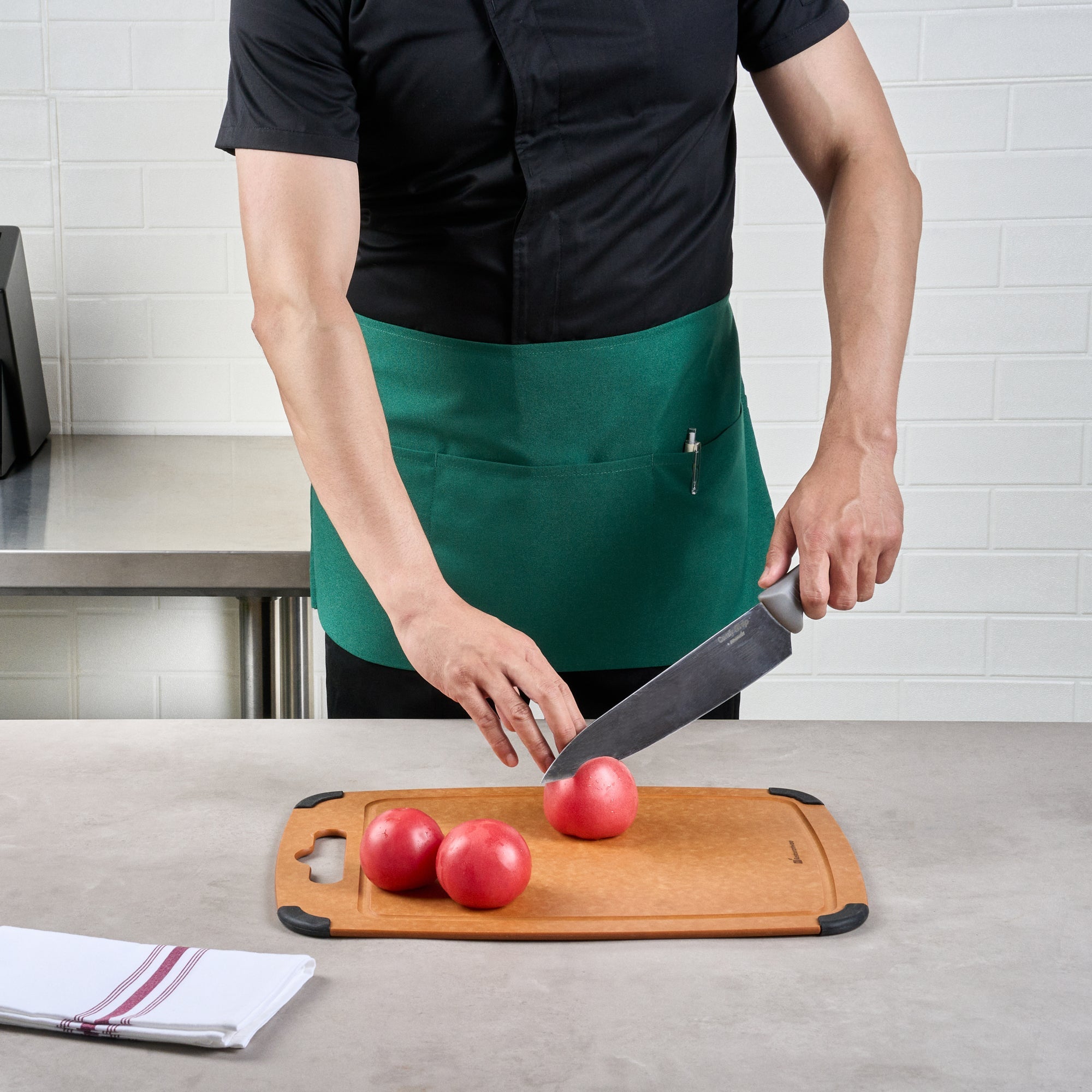 Chef 101 Green Standard Waist Apron - with 3 Pockets - 24" x 12" - 1 count box