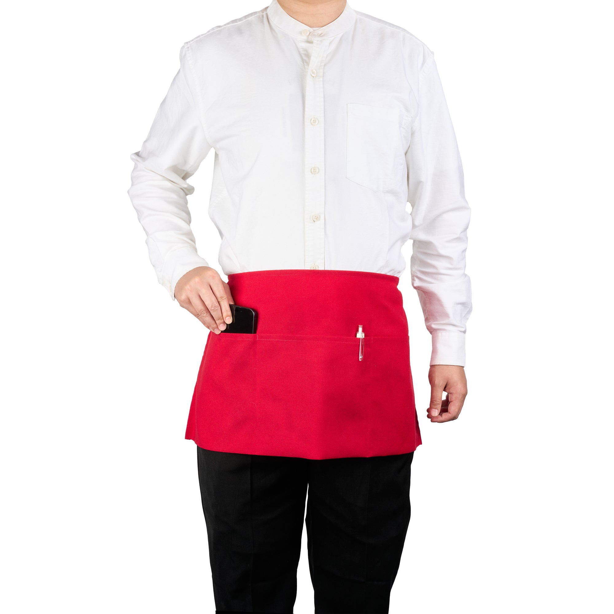 Chef 101 Red Standard Waist Apron - with 3 Pockets - 24" x 12" - 100 count box