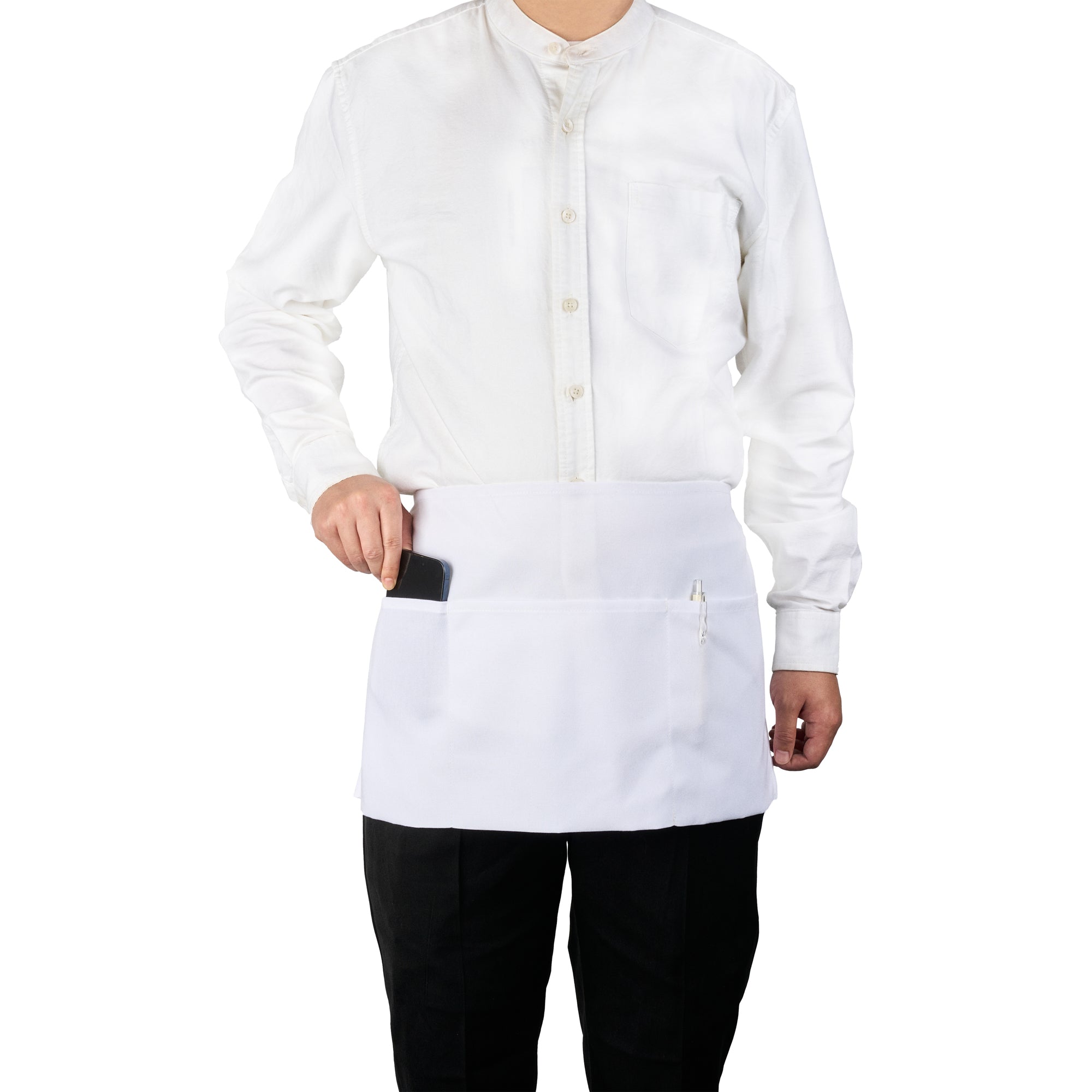 Chef 101 White Standard Waist Apron - with 3 Pockets - 24" x 12" - 100 count box