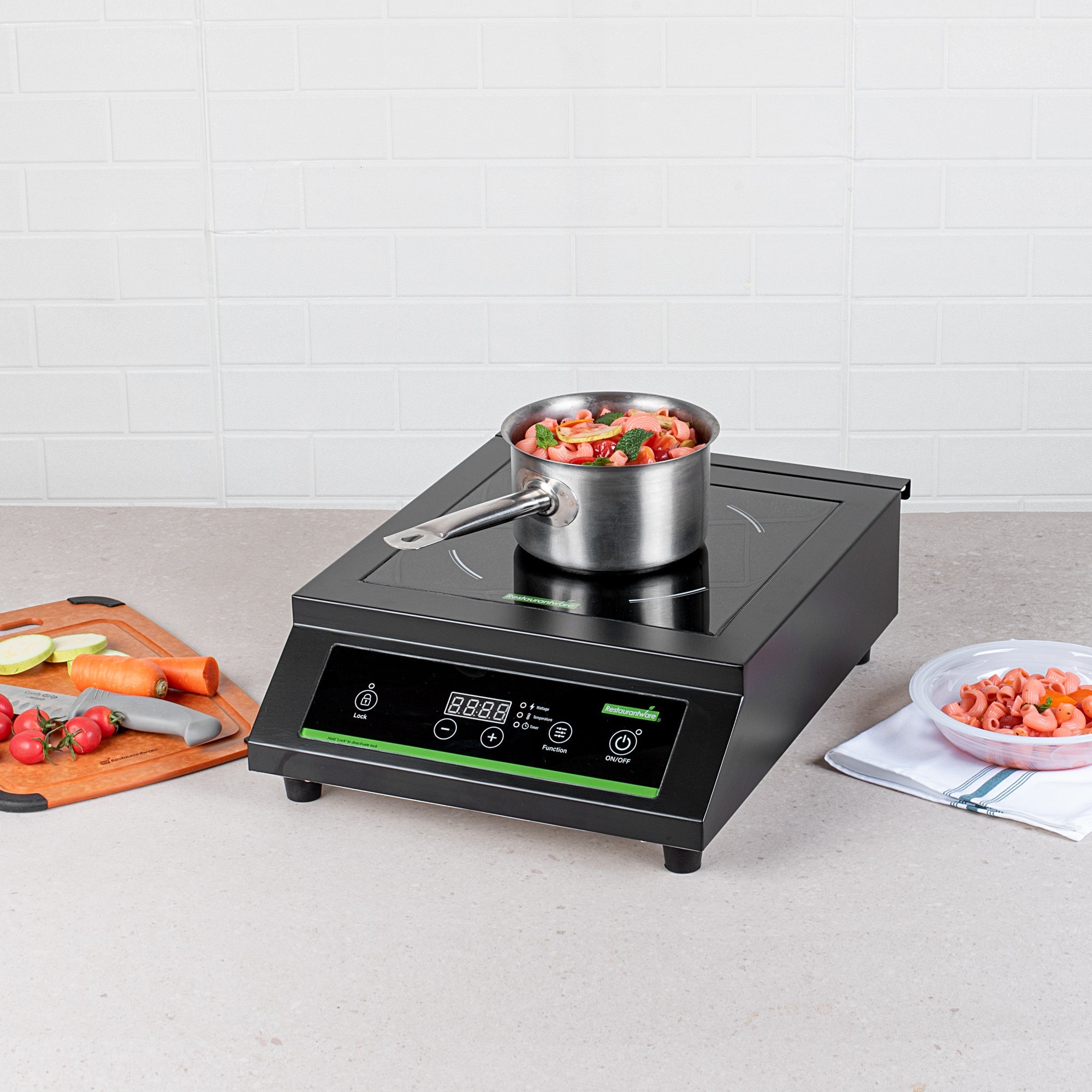 Kitchen Tek Black Steel Heavy-Duty Induction Cooktop - 120V, 1800 Watts - 20" x 15" x 5 3/4" - 1 count box