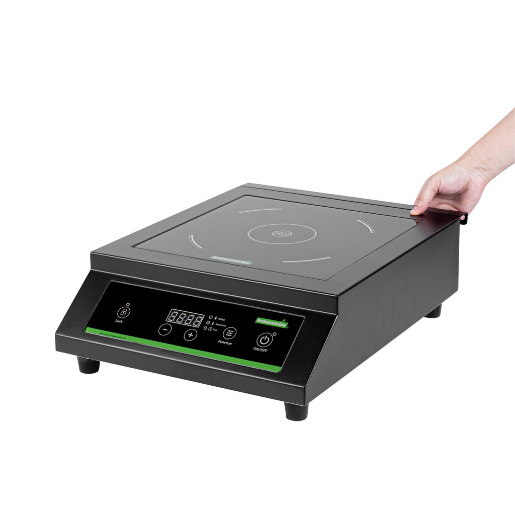 Kitchen Tek Black Steel Heavy-Duty Induction Cooktop - 120V, 1800 Watts - 20" x 15" x 5 3/4" - 1 count box