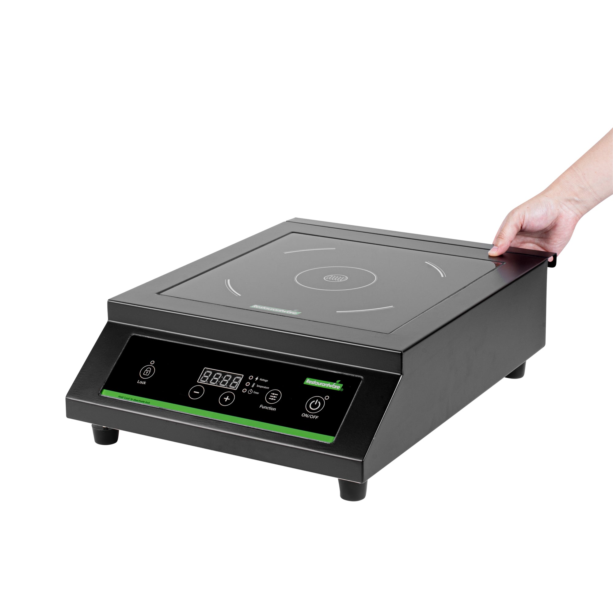 Kitchen Tek Black Steel Heavy-Duty Induction Cooktop - 120V, 1800 Watts - 20" x 15" x 5 3/4" - 1 count box