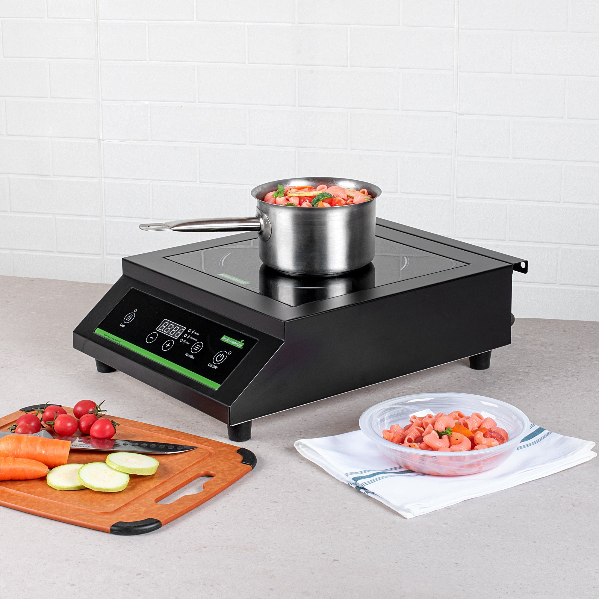 Kitchen Tek Black Steel Heavy-Duty Induction Cooktop - 120V, 1800 Watts - 20" x 15" x 5 3/4" - 1 count box