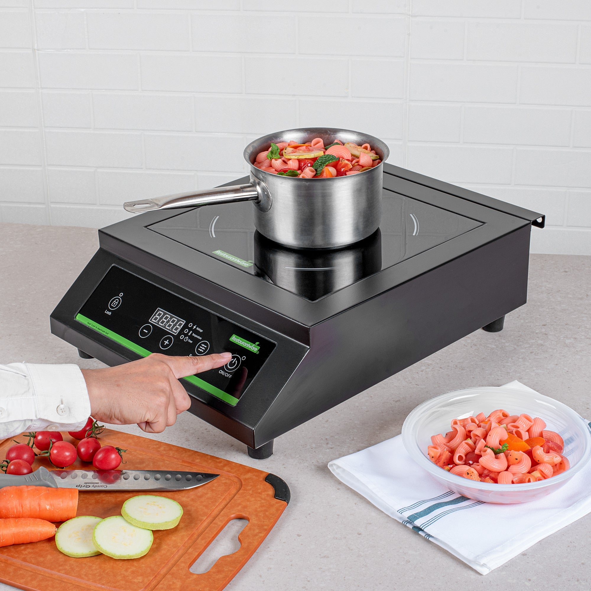 Kitchen Tek Black Steel Heavy-Duty Induction Cooktop - 120V, 1800 Watts - 20" x 15" x 5 3/4" - 1 count box