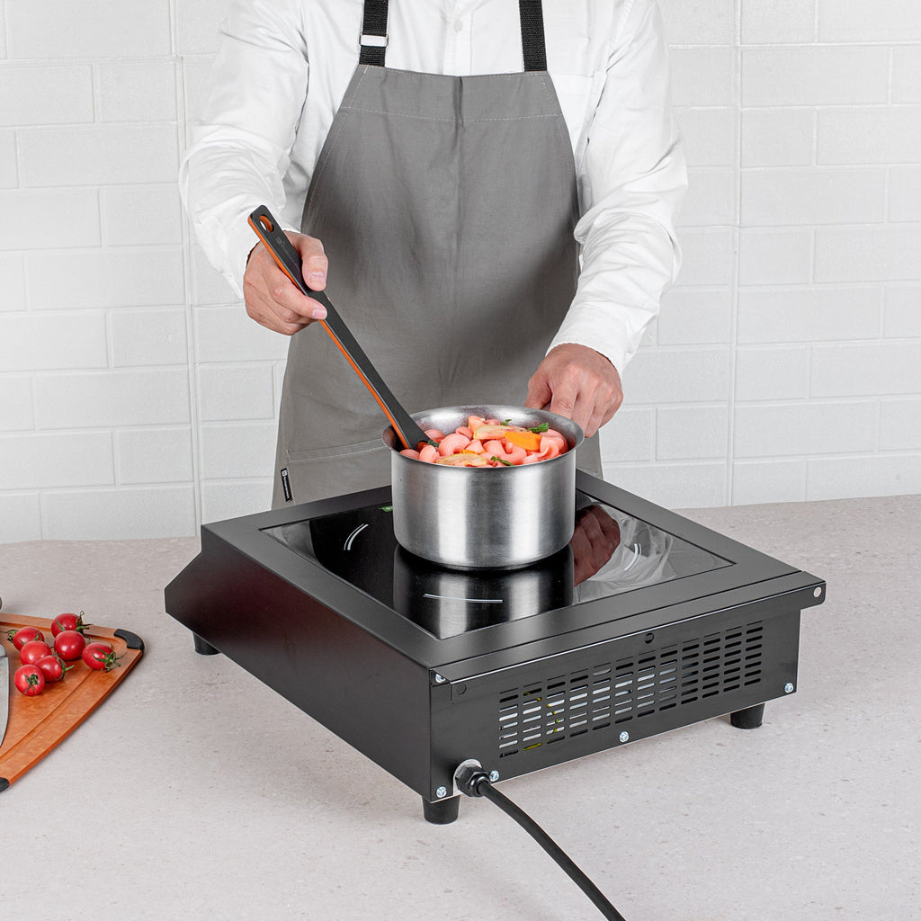 Kitchen Tek Black Steel Heavy-Duty Induction Cooktop - 120V, 1800 Watts - 20" x 15" x 5 3/4" - 1 count box