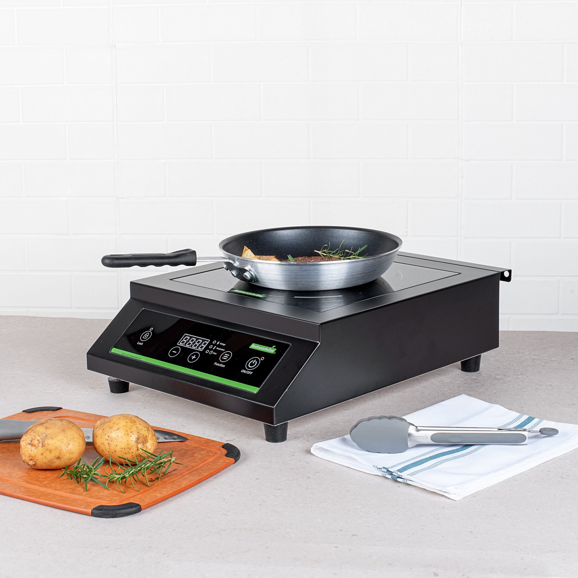 Kitchen Tek Black Steel Heavy-Duty Induction Cooktop - 240V, 3500 Watts - 20" x 15" x 5 3/4" - 1 count box