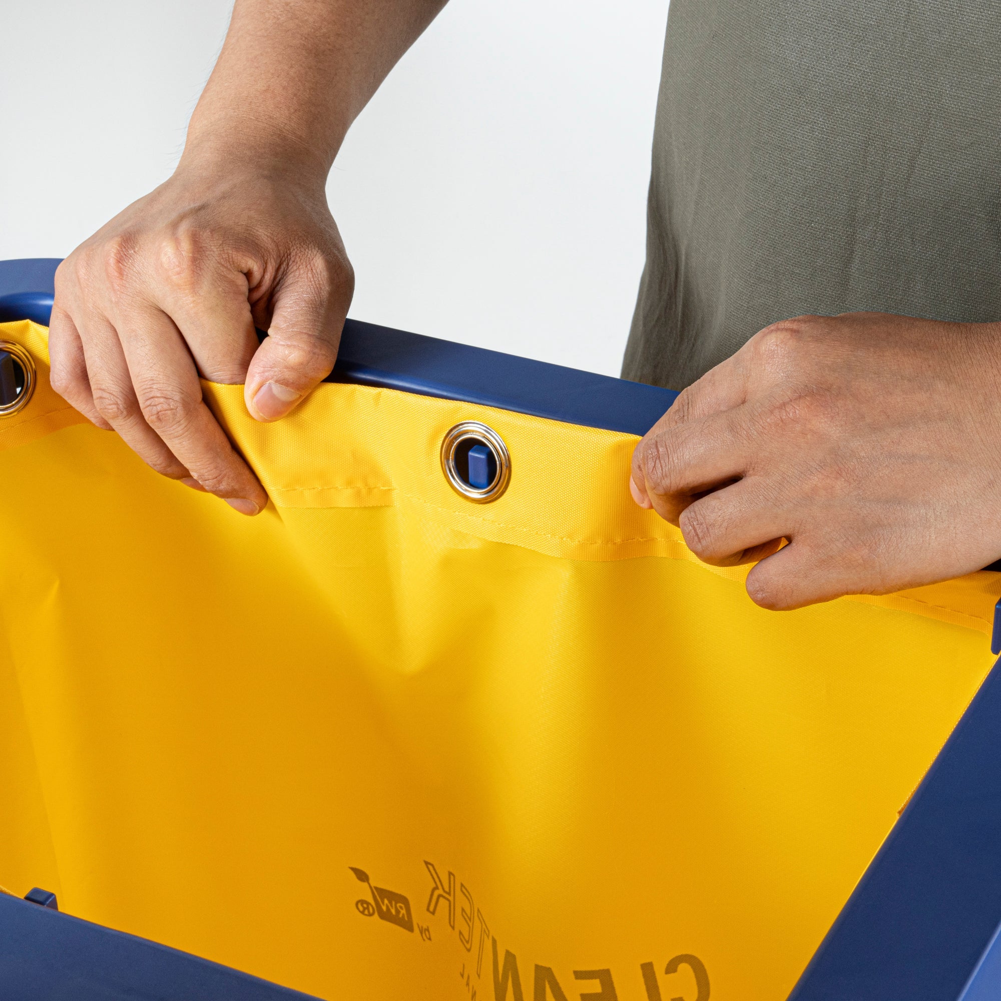 Clean Tek Professional Blue 3-Shelf Janitor Cart - 18 gal Bag - 44" x 18 1/2" x 37 3/4" - 1 count box