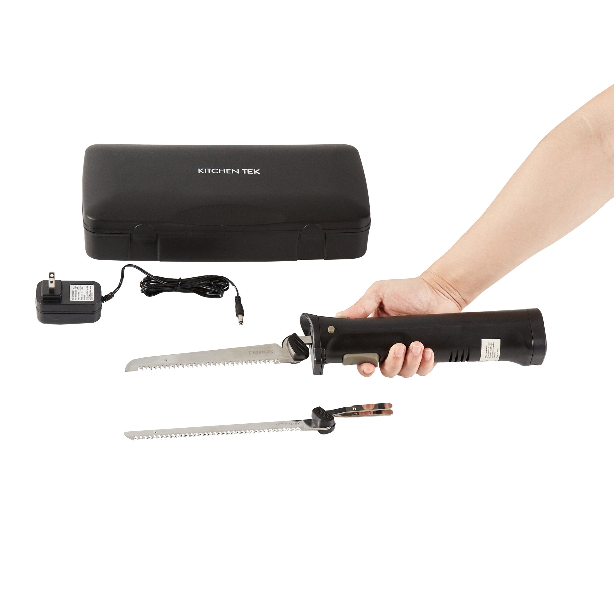 Kitchen Tek Cordless Electric Knife Set - with Storage Case, Lithium Ion Battery, 100-240V - 1 count box