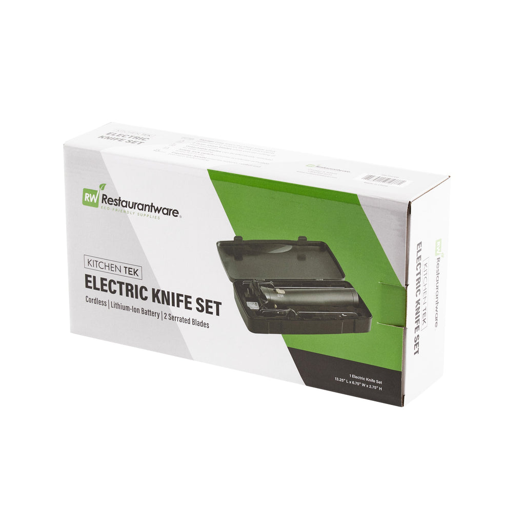 Kitchen Tek Cordless Electric Knife Set - with Storage Case, Lithium Ion Battery, 100-240V - 1 count box