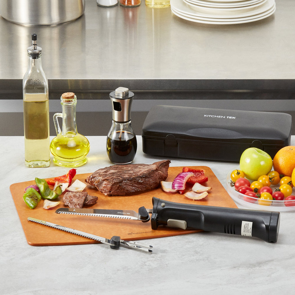 Kitchen Tek Cordless Electric Knife Set - with Storage Case, Lithium Ion Battery, 100-240V - 1 count box