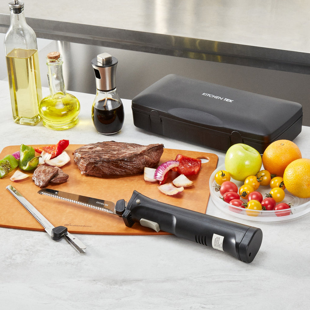 Kitchen Tek Cordless Electric Knife Set - with Storage Case, Lithium Ion Battery, 100-240V - 1 count box