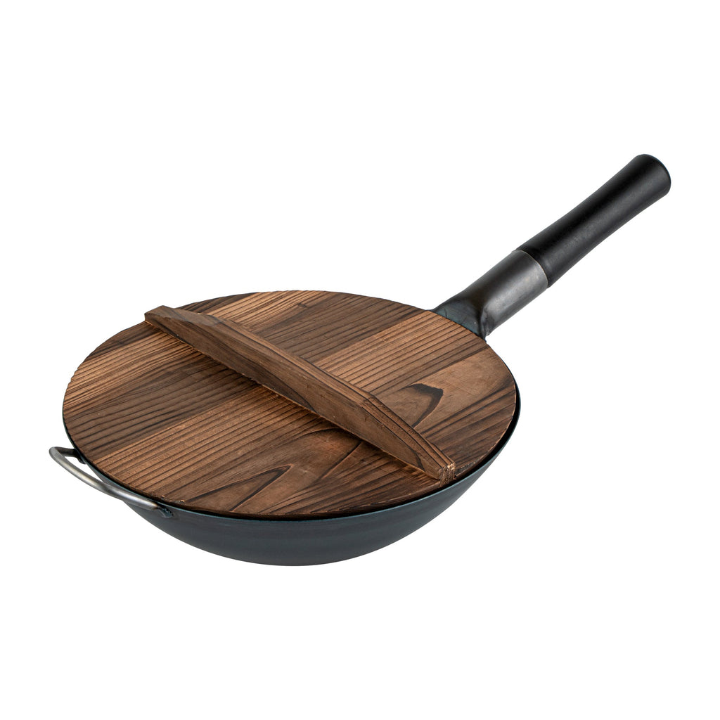 Motomori Handmade Wood Lid - Fits 12" and 14" Wok - 1 count box
