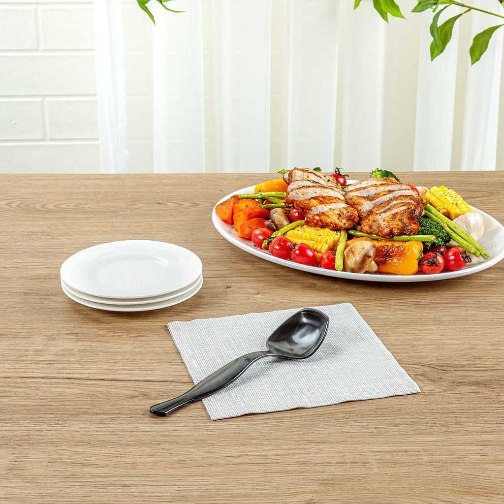 Cater Tek Black Plastic Serving Spoon - 8 1/2" - 10 count box