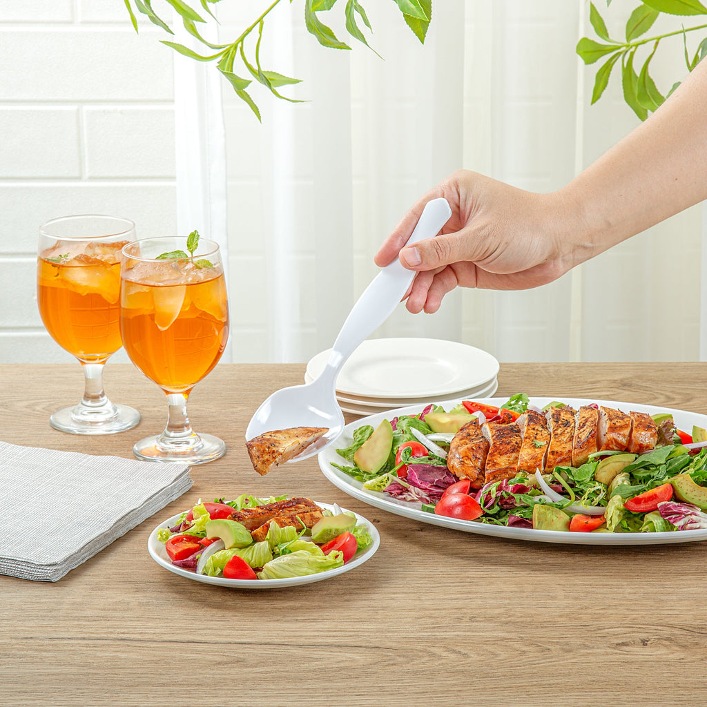 Cater Tek White Plastic Serving Spoon - 8 1/2" - 10 count box