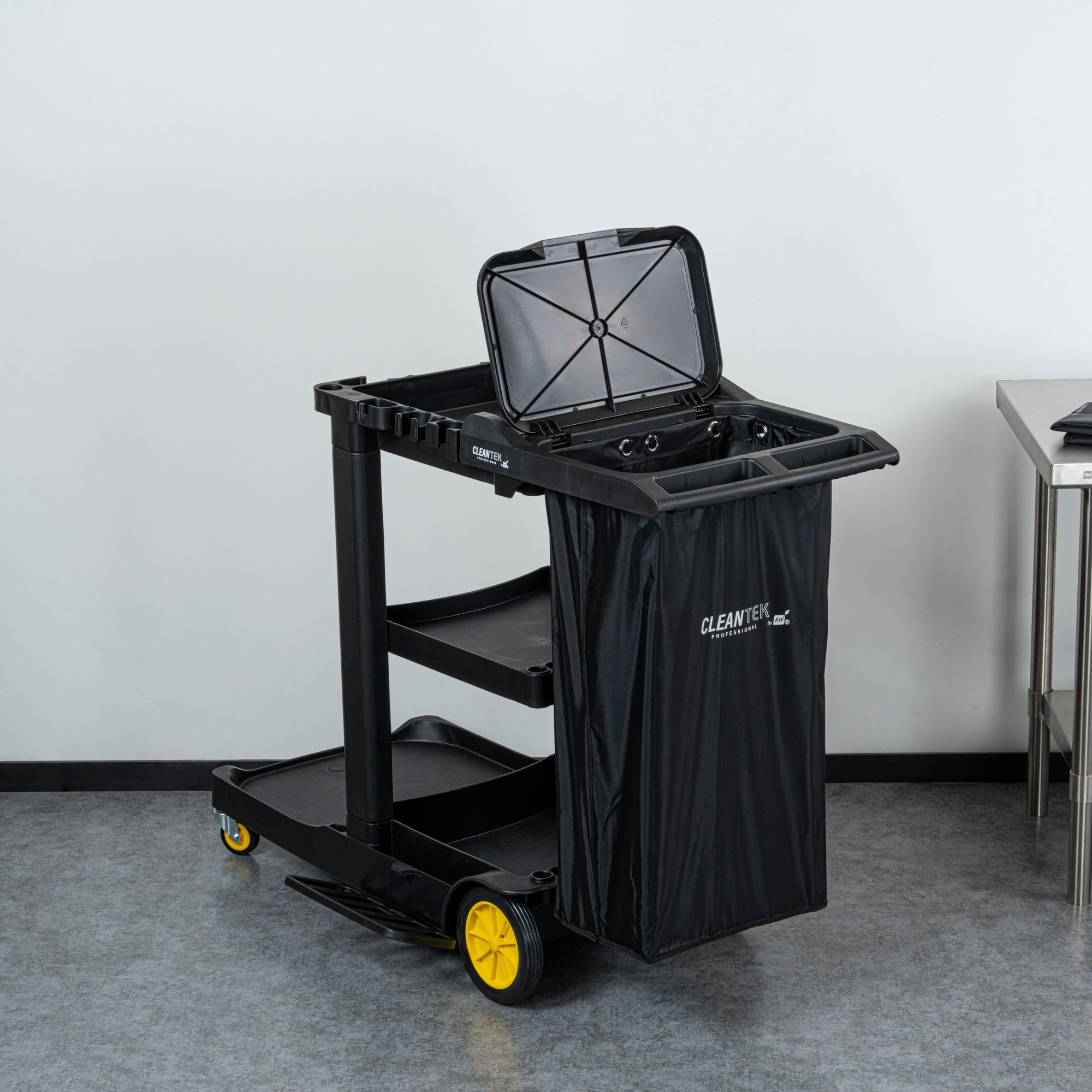 Clean Tek Professional Black Plastic Bag - for Heavy Duty 3-Shelf Janitor Cart - 1 count box
