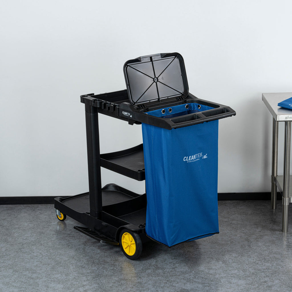 Clean Tek Professional Blue Plastic Bag - for Heavy Duty 3-Shelf Janitor Cart - 1 count box