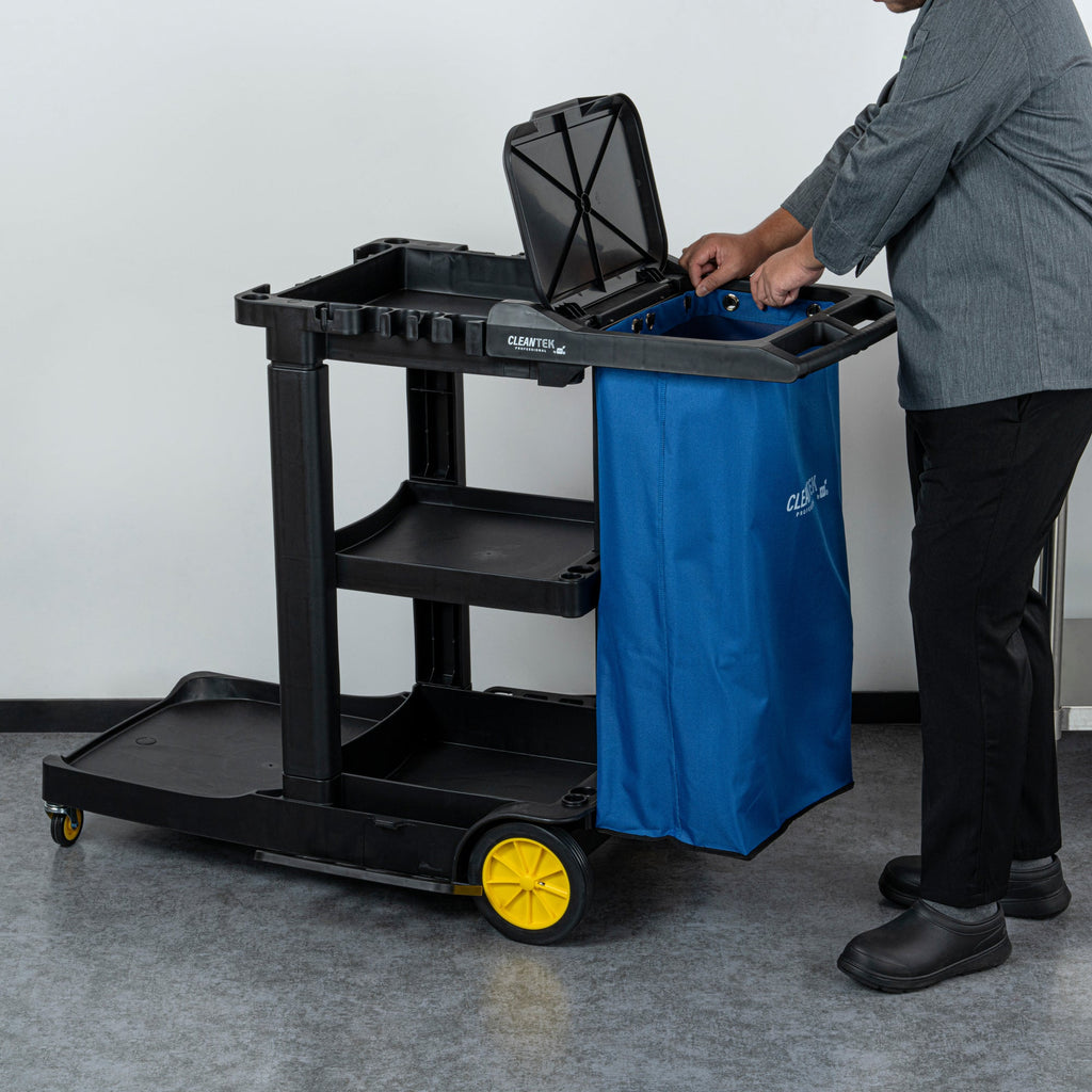 Clean Tek Professional Blue Plastic Bag - for Heavy Duty 3-Shelf Janitor Cart - 1 count box