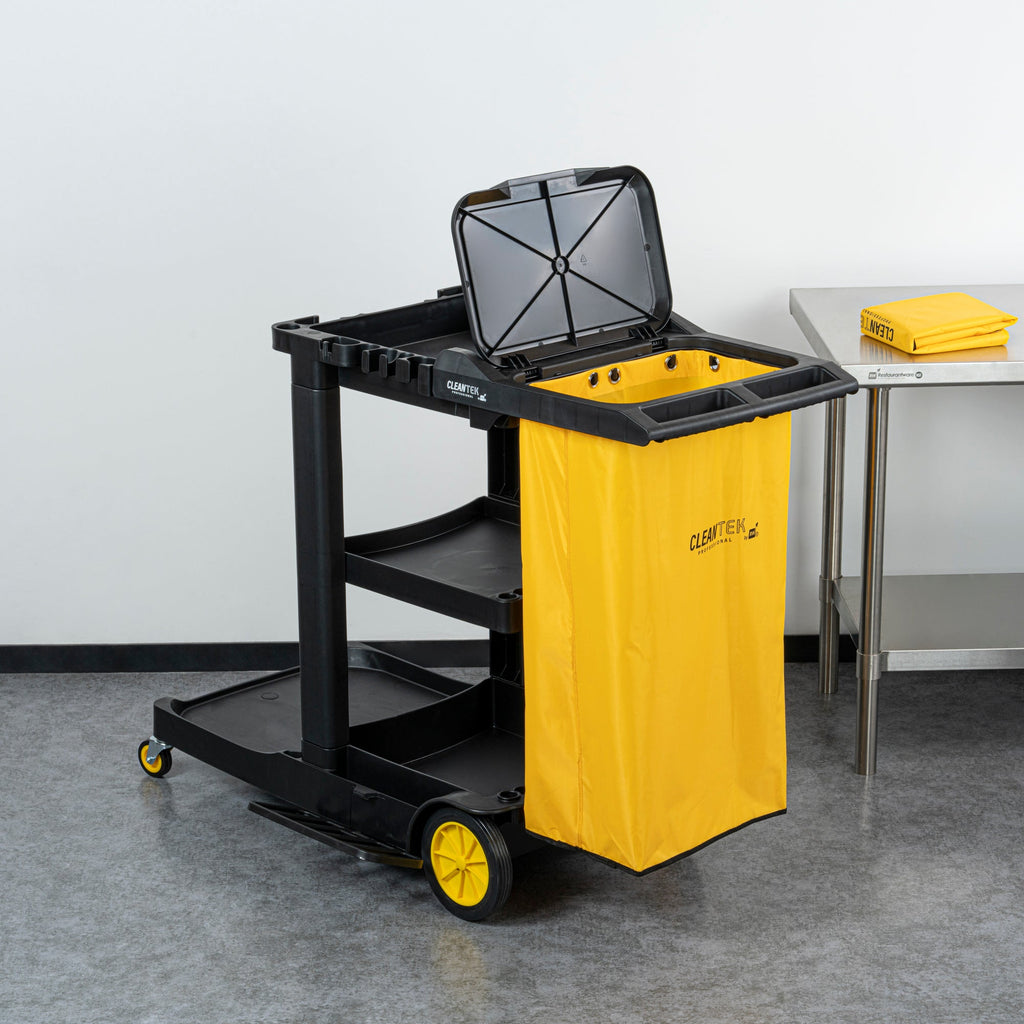 Clean Tek Professional Yellow Plastic Bag - for Heavy Duty 3-Shelf Janitor Cart - 1 count box