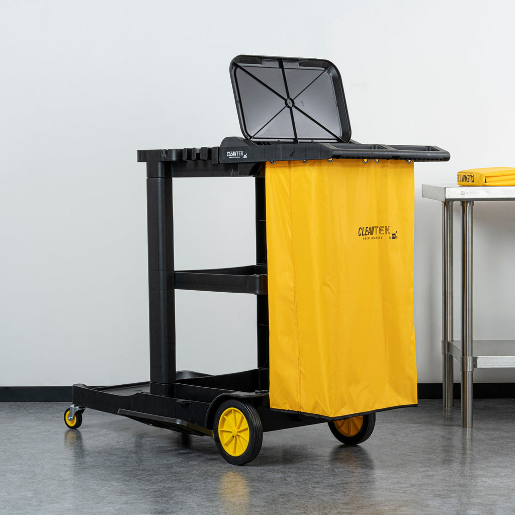 Clean Tek Professional Yellow Plastic Bag - for Heavy Duty 3-Shelf Janitor Cart - 1 count box