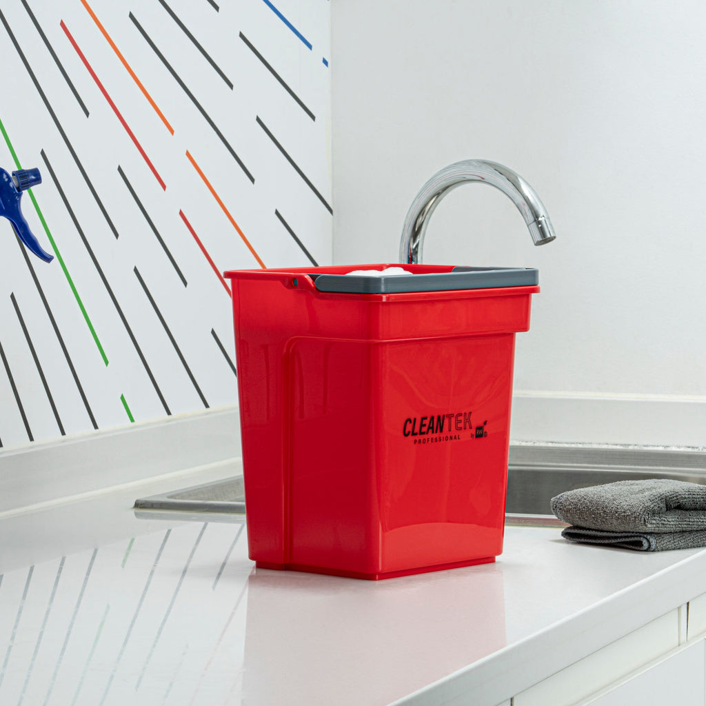 Clean Tek Professional 4 Qt Red Cleaning Bucket - 7" x 6 1/4" x 8 1/2" - 1 count box