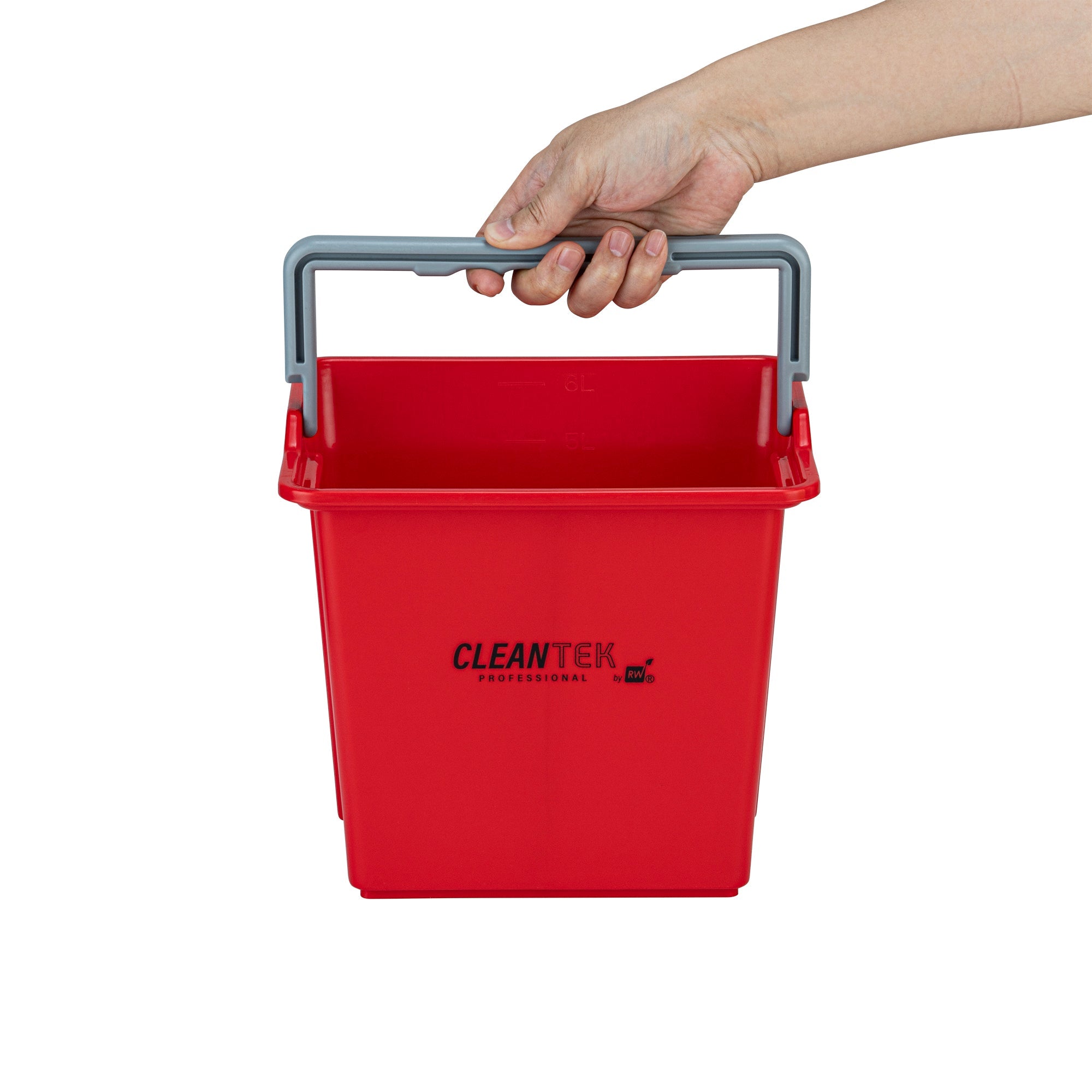Clean Tek Professional 6 Qt Red Cleaning Bucket - 9 1/4" x 7" x 8 3/4" - 1 count box