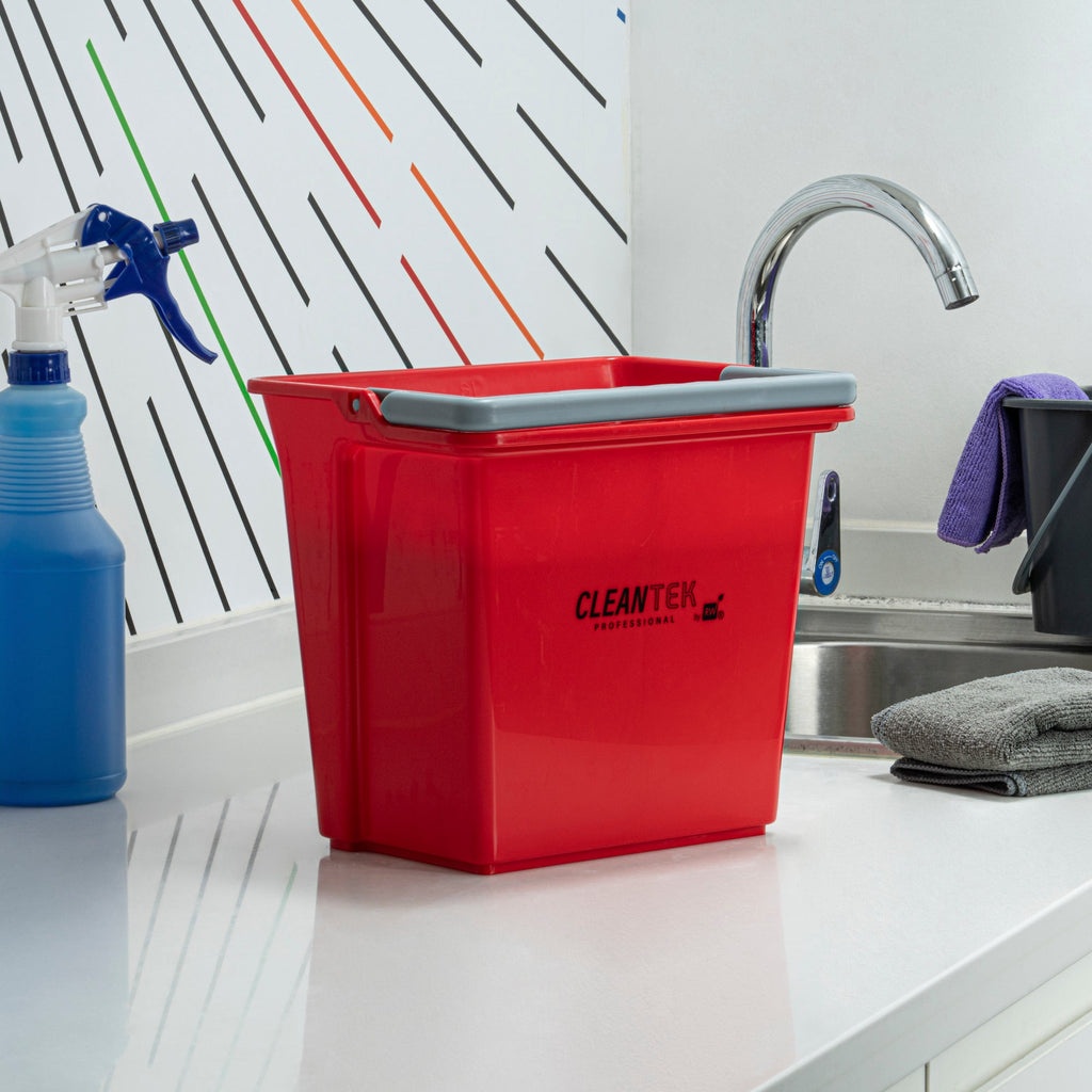 Clean Tek Professional 6 Qt Red Cleaning Bucket - 9 1/4" x 7" x 8 3/4" - 1 count box
