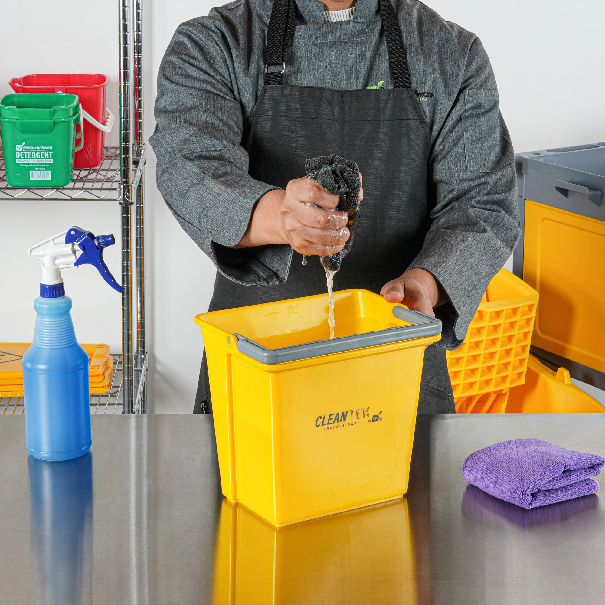 Clean Tek Professional 6 Qt Yellow Cleaning Bucket - 9 1/4" x 7" x 8 3/4" - 1 count box
