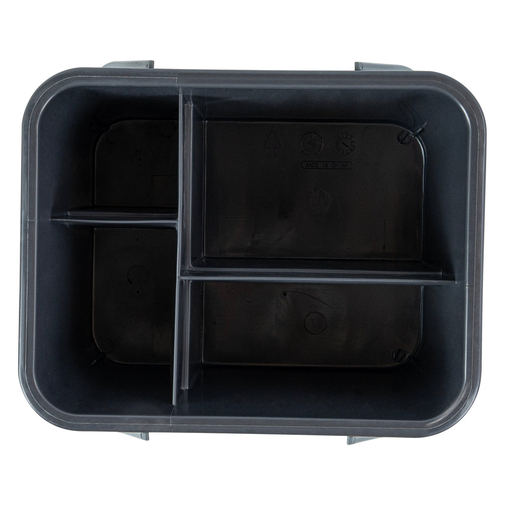 Clean Tek Professional 25 Qt Gray Bucket - with Wheels, Sieve - 22" x 11 1/2" x 13 1/2" - 1 count box