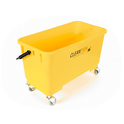 Clean Tek Professional 25 Qt Yellow Bucket - with Wheels, Sieve - 22" x 11 1/2" x 13 1/2" - 1 count box