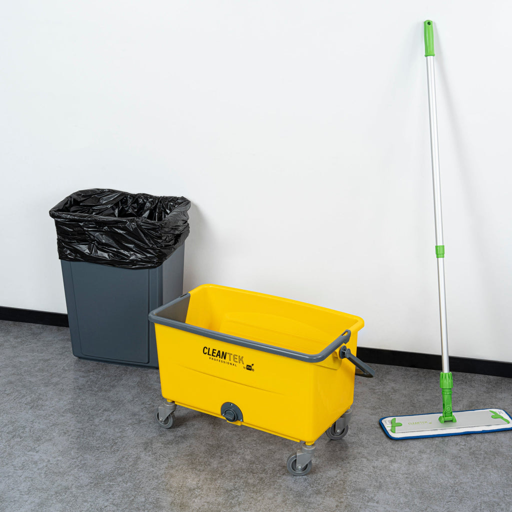 Clean Tek Professional 44 Qt Yellow No-Touch Microfiber Mop Bucket - with Twist Valve - 26 3/4" x 14 1/4" x 15 3/4" - 1 count box