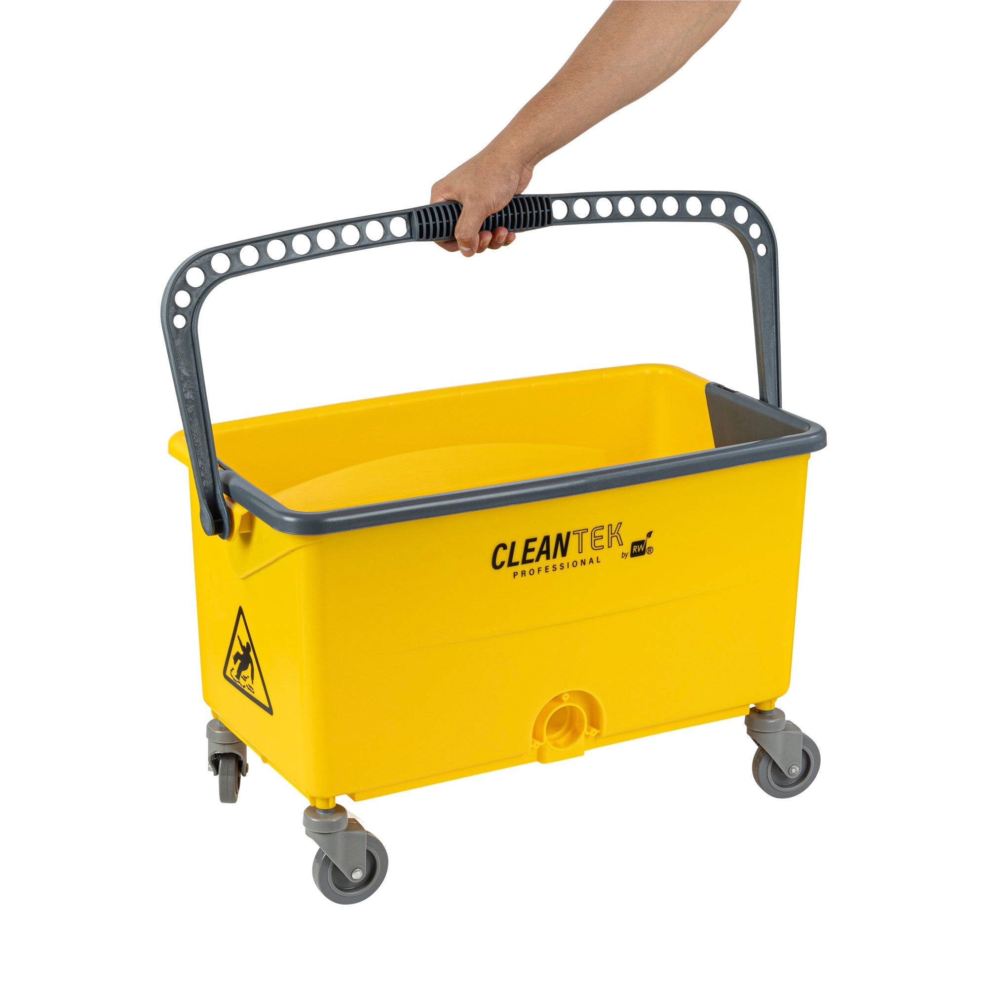 Clean Tek Professional 44 Qt Yellow No-Touch Microfiber Mop Bucket - with Twist Valve - 26 3/4" x 14 1/4" x 15 3/4" - 1 count box