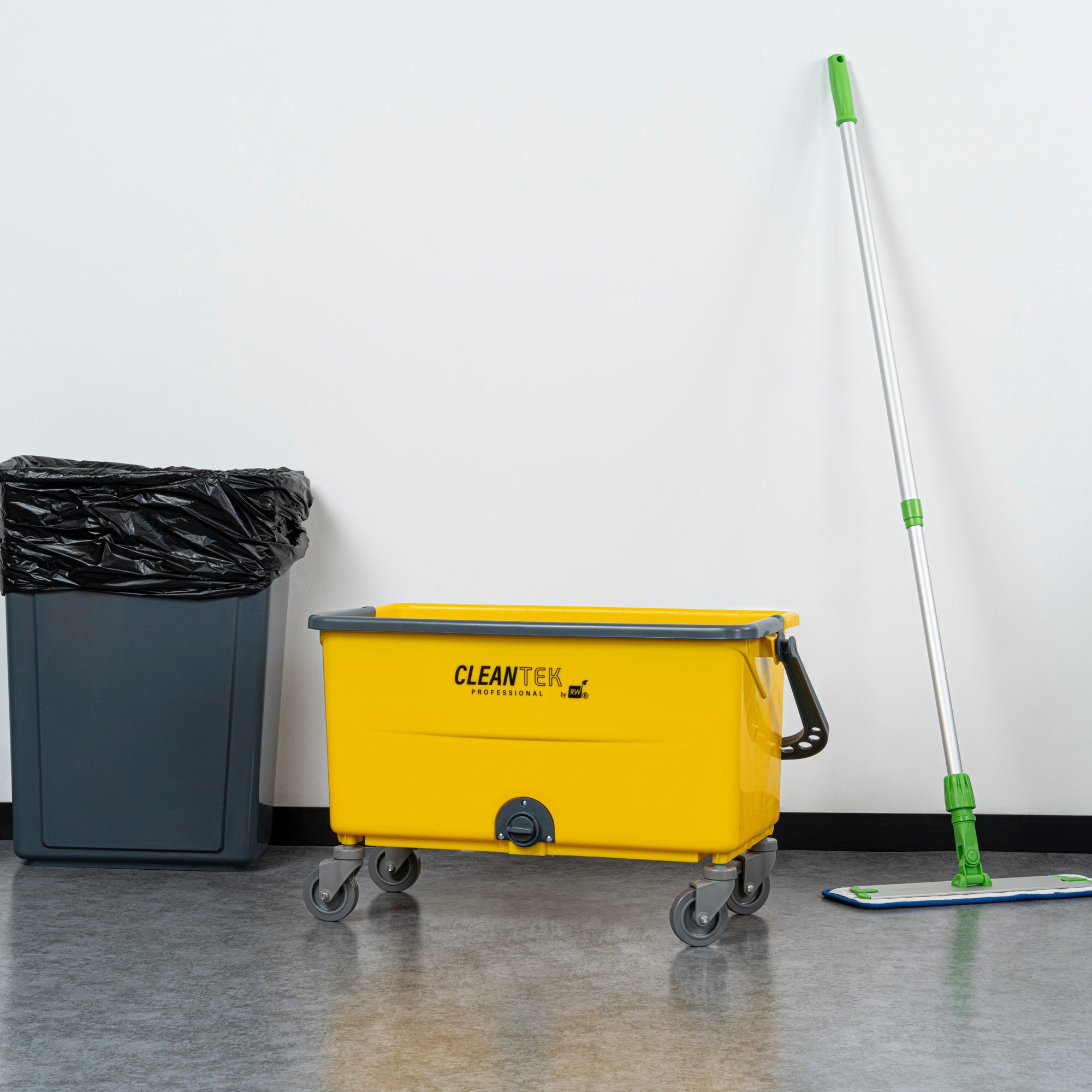 Clean Tek Professional 44 Qt Yellow No-Touch Microfiber Mop Bucket - with Twist Valve - 26 3/4" x 14 1/4" x 15 3/4" - 1 count box