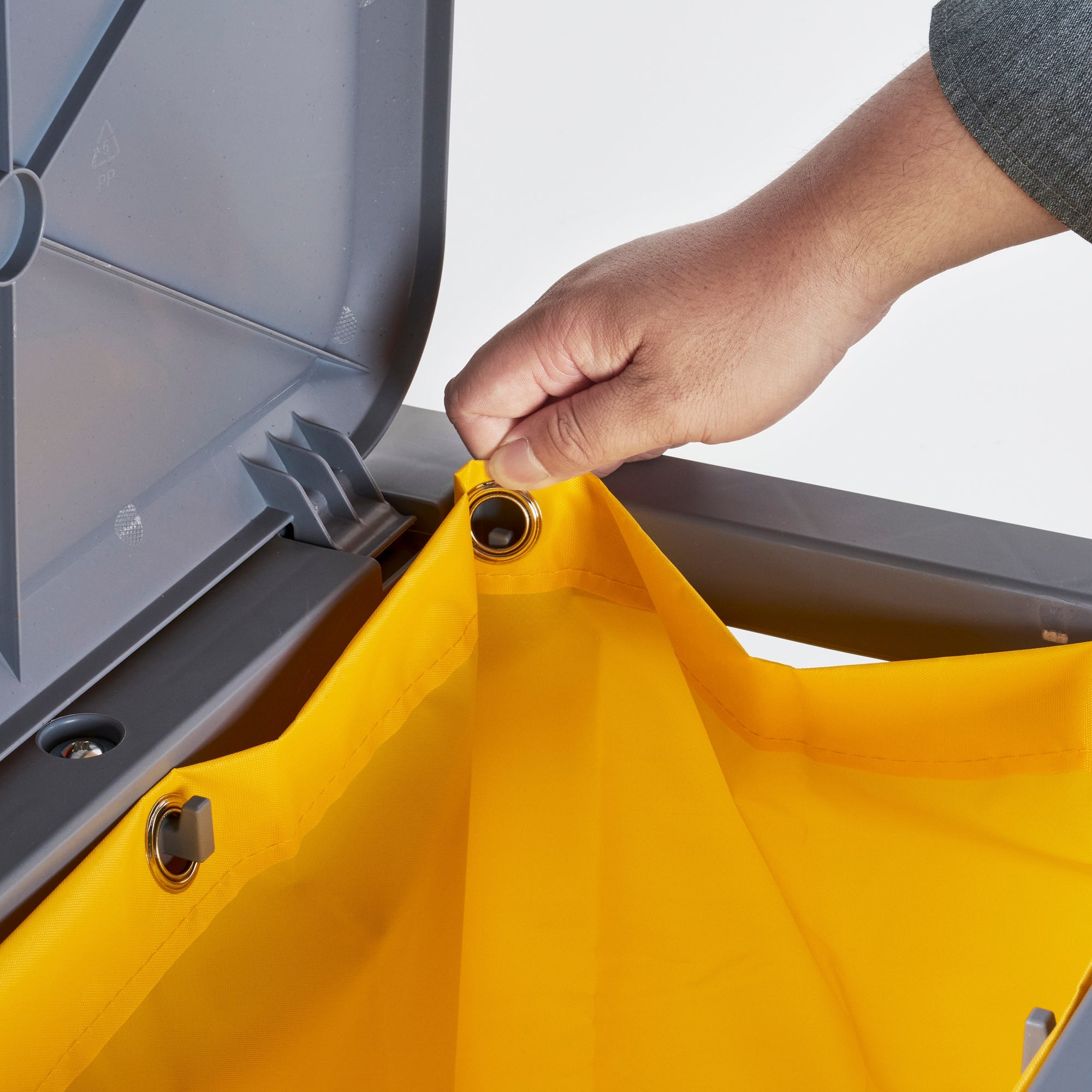 Clean Tek Professional Gray 3-Shelf Janitor Cart - 18 gal Bag, Lid, 4 Buckets and 1 Locking Cabinet - 44" x 28" x 43 1/4" - 1 count box