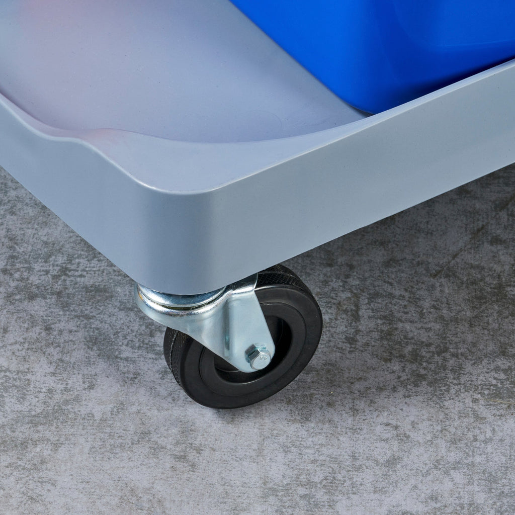 Clean Tek Professional Gray 3-Shelf Janitor Cart - 18 gal Bag, Lid, 2 Buckets, 1 Wringer, 1 Locking Cabinet - 44" x 28" x 39" - 1 count box