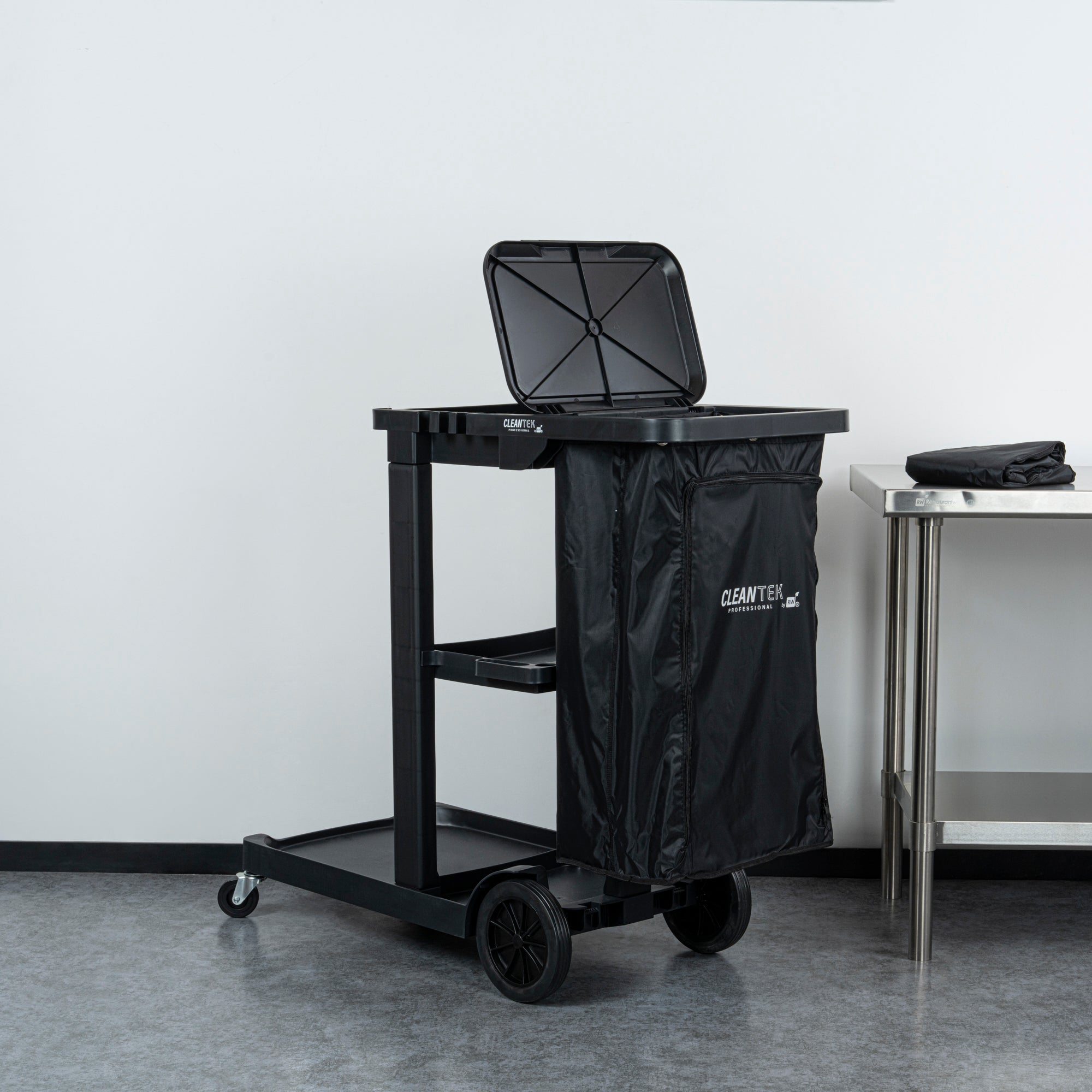 Clean Tek Professional 18 gal Black Plastic Bag - for 3-Shelf Janitor Cart, with Zipper - 1 count box