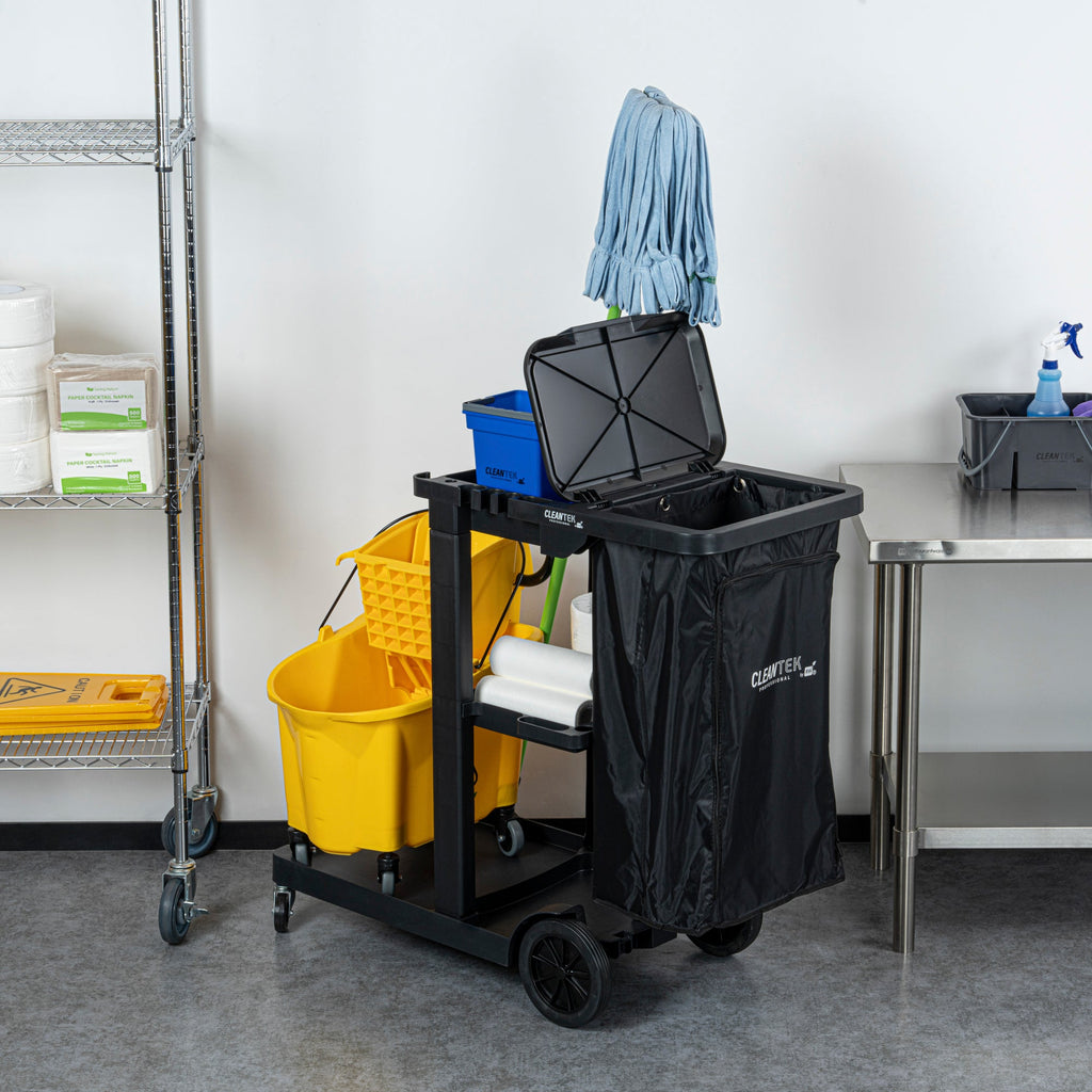 Clean Tek Professional 18 gal Black Plastic Bag - for 3-Shelf Janitor Cart, with Zipper - 1 count box