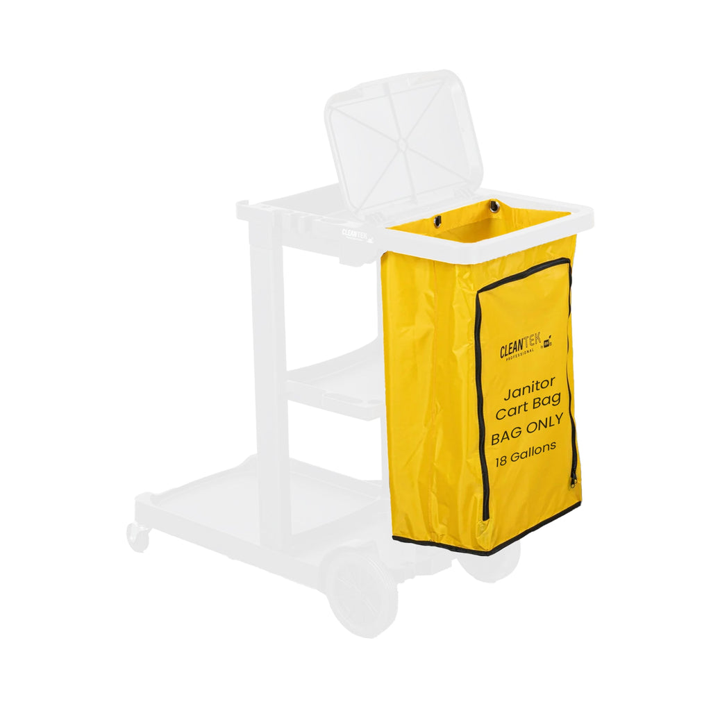 Clean Tek Professional 18 gal Yellow Plastic Bag - for 3-Shelf Janitor Cart, with Zipper - 1 count box