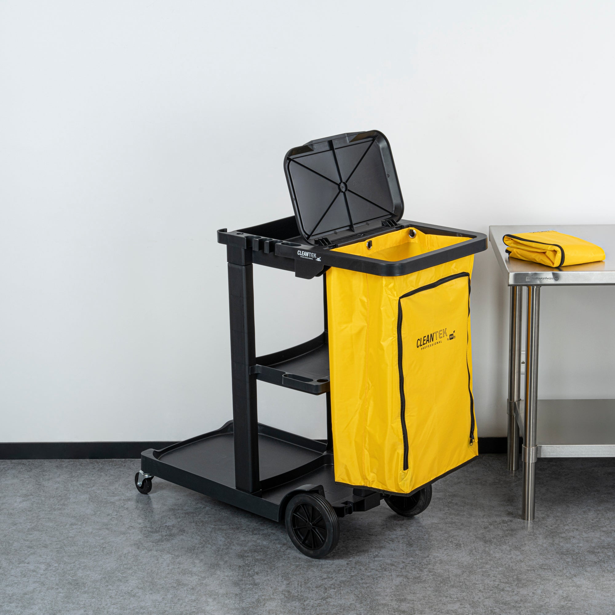Clean Tek Professional 18 gal Yellow Plastic Bag - for 3-Shelf Janitor Cart, with Zipper - 1 count box