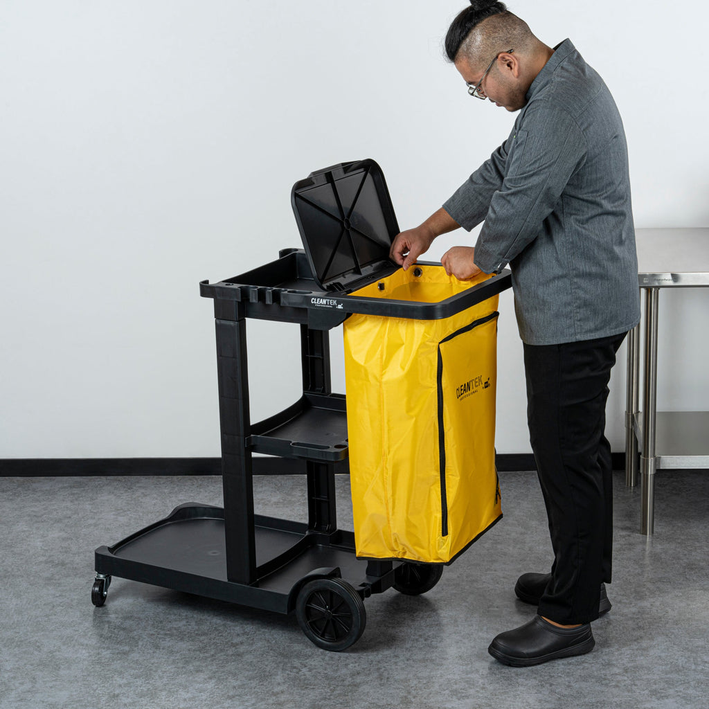 Clean Tek Professional 18 gal Yellow Plastic Bag - for 3-Shelf Janitor Cart, with Zipper - 1 count box