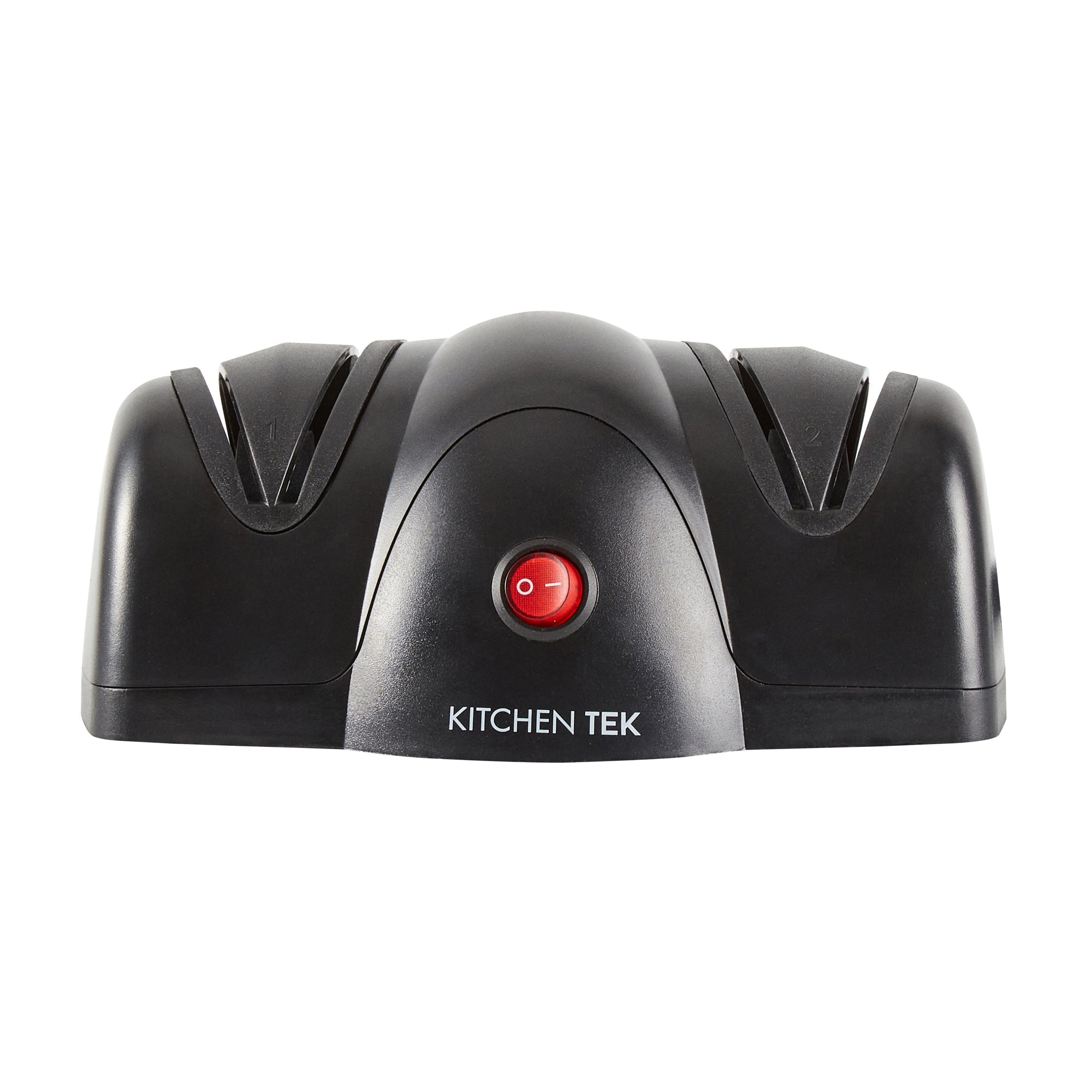 Kitchen Tek Black Plastic 2 Stage Electric Knife Sharpener - for Straight Edge Knives, 120V - 7 1/2'' x 5 3/4'' x 3 3/4'' - 1 count box