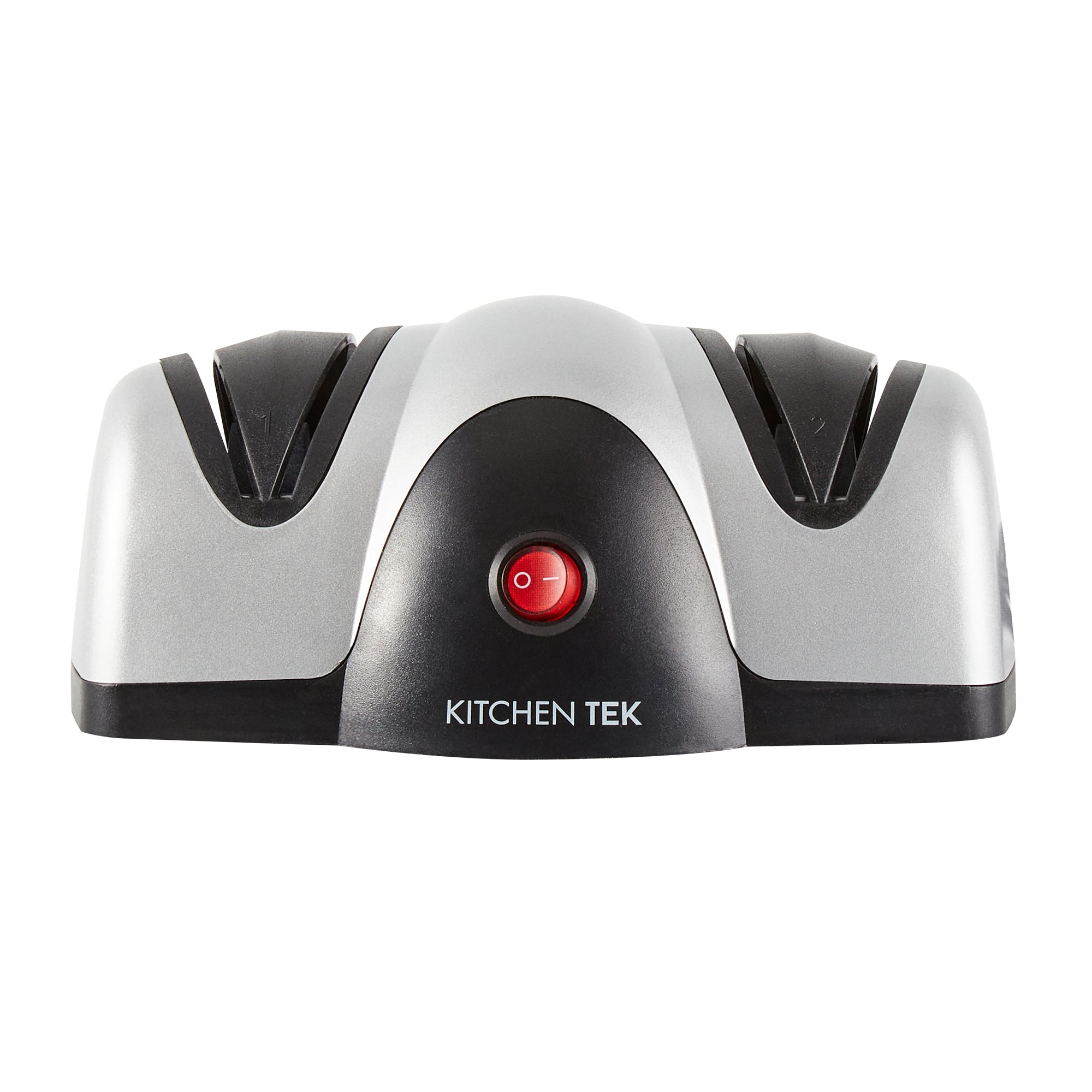Kitchen Tek Silver Plastic 2 Stage Electric Knife Sharpener - for Straight Edge Knives, 120V - 7 1/2'' x 5 3/4'' x 3 3/4'' - 1 count box