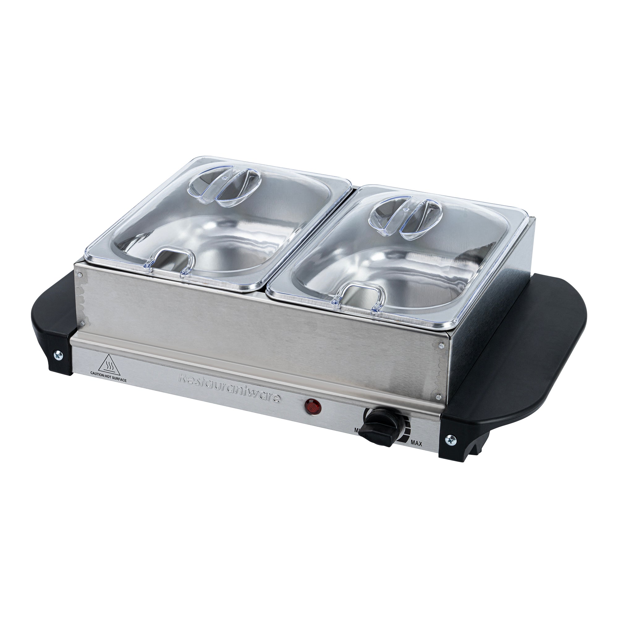 Kitchen Tek Stainless Steel Buffet Server and Food Warmer - 120V, with (2) 1.5 Qt Buffet Pans - 1 count box