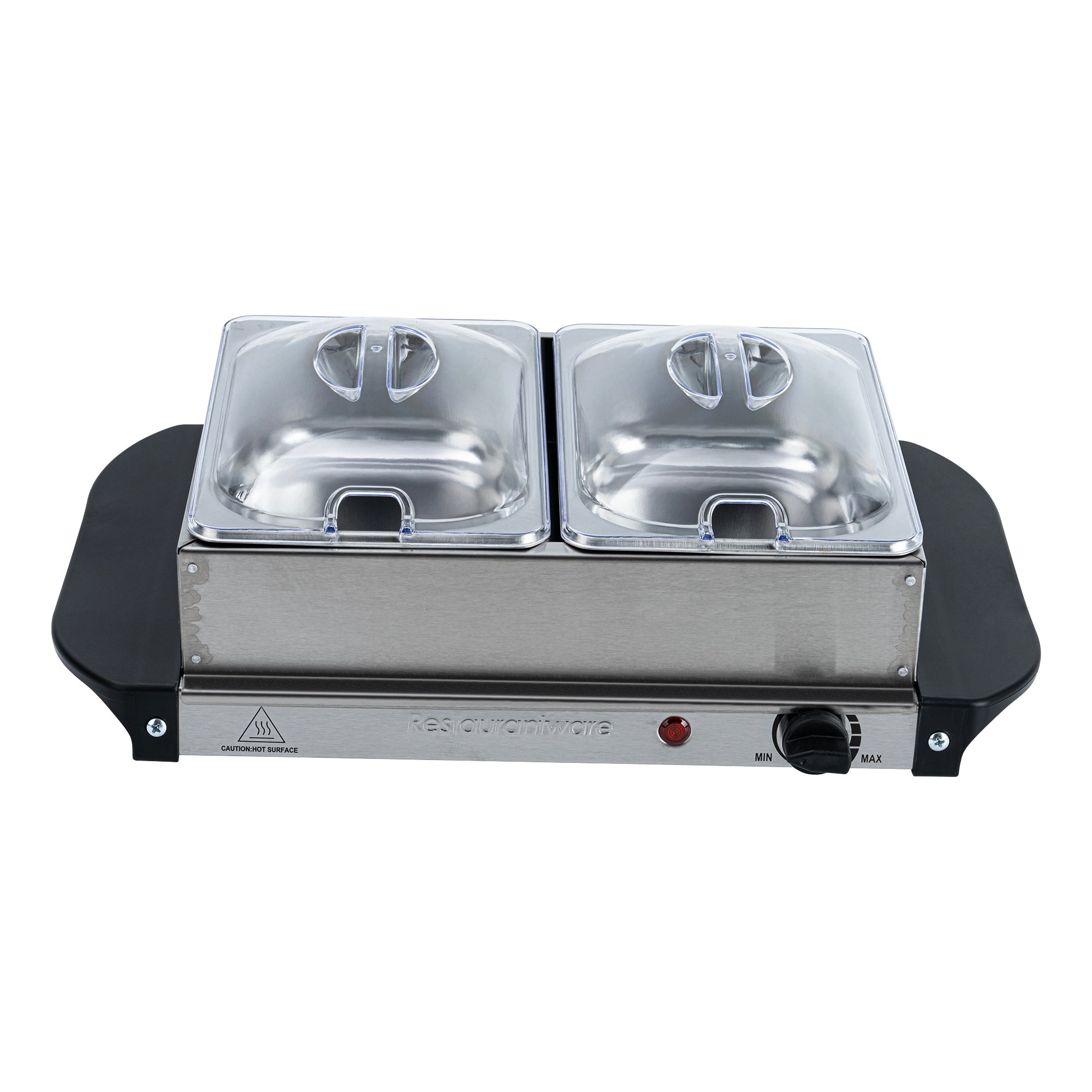 Kitchen Tek Stainless Steel Buffet Server and Food Warmer - 120V, with (2) 1.5 Qt Buffet Pans - 1 count box