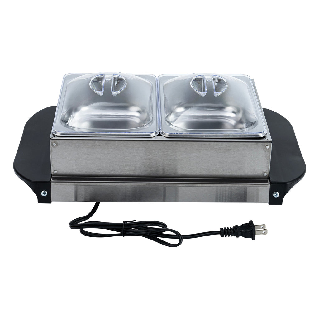 Kitchen Tek Stainless Steel Buffet Server and Food Warmer - 120V, with (2) 1.5 Qt Buffet Pans - 1 count box