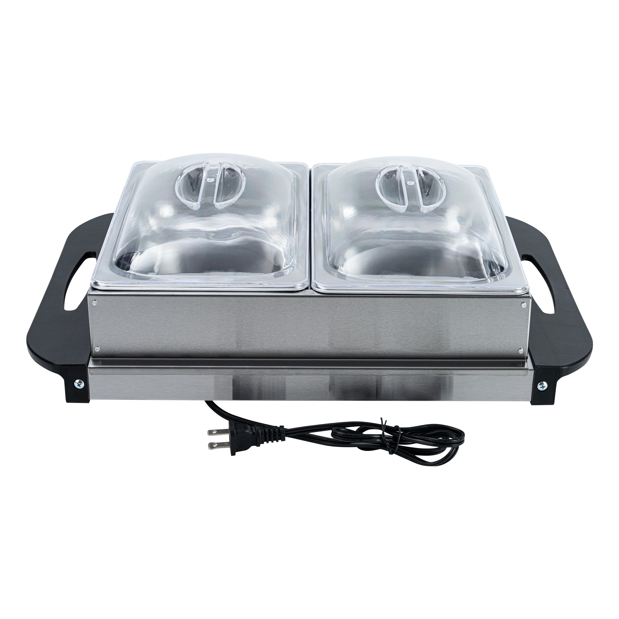 Kitchen Tek Stainless Steel Buffet Server and Food Warmer - 120V, with (2) 2.5 Qt Buffet Pans - 1 count box