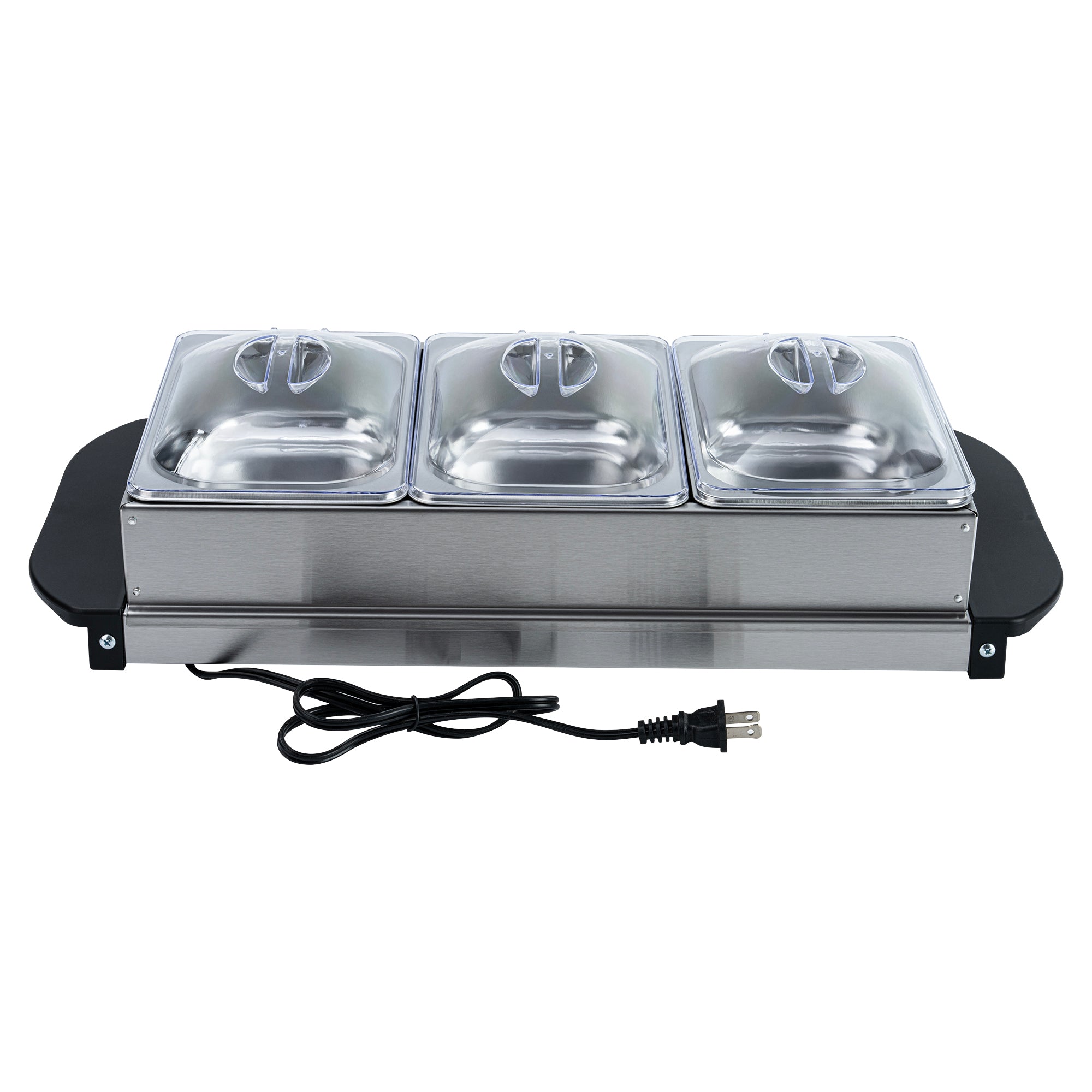 Kitchen Tek Stainless Steel Buffet Server and Food Warmer - 120V, with (3) 1.5 Qt Buffet Pans - 1 count box
