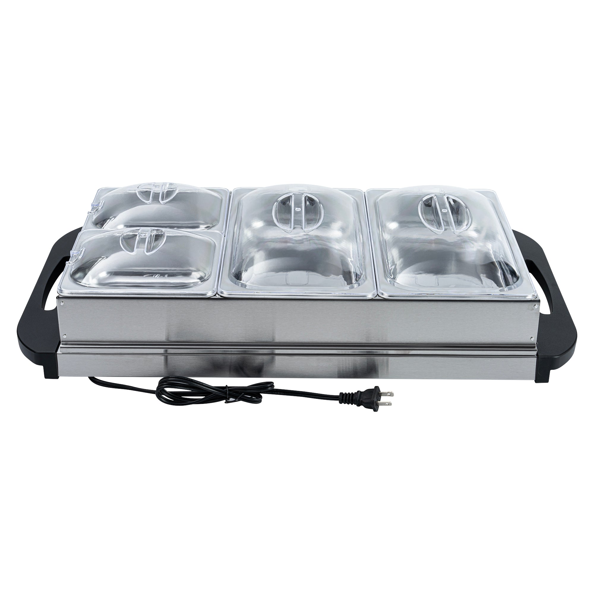 Kitchen Tek Stainless Steel Buffet Server and Food Warmer - 120V, with (2) 1 Qt and (2) 2.5 Qt Buffet Pans - 1 count box