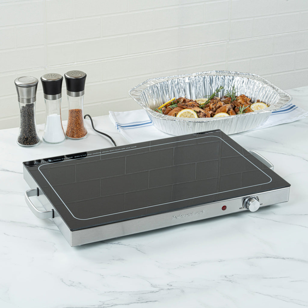 Kitchen Tek Stainless Steel Warming Tray - 120V, with Adjustable Temperature Control - 24 3/4" x 15" - 1 count box
